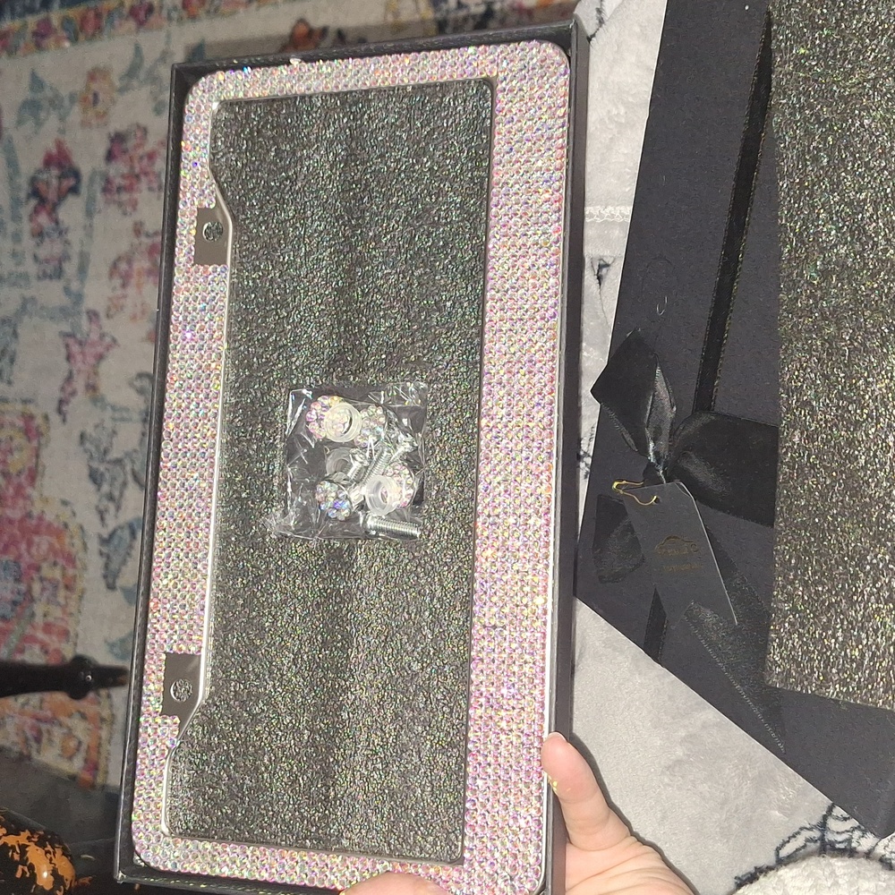 Unicorn Rhinestone Encrusted License Plate Set